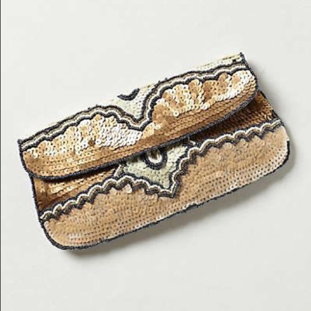 Anthropologie Glimmered Iris Clutch